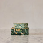 Block-Print Keepsake Box in Green Peacock, Large