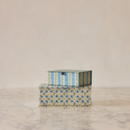 Block-Print Keepsake Box in Blue Floral, Large