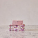 Block-Print Keepsake Box in Pink Trellis, Small