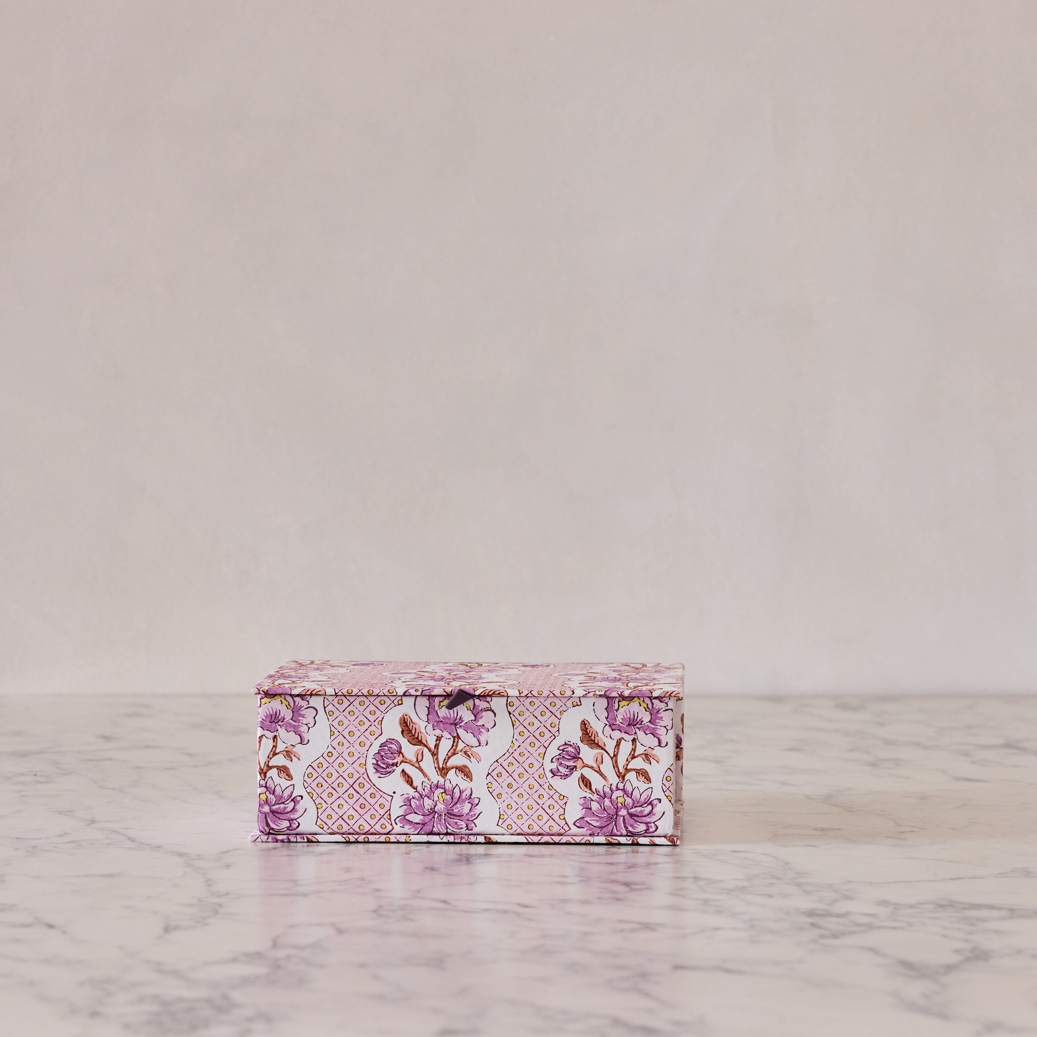 Block-Print Keepsake Box in Pink Trellis, Large