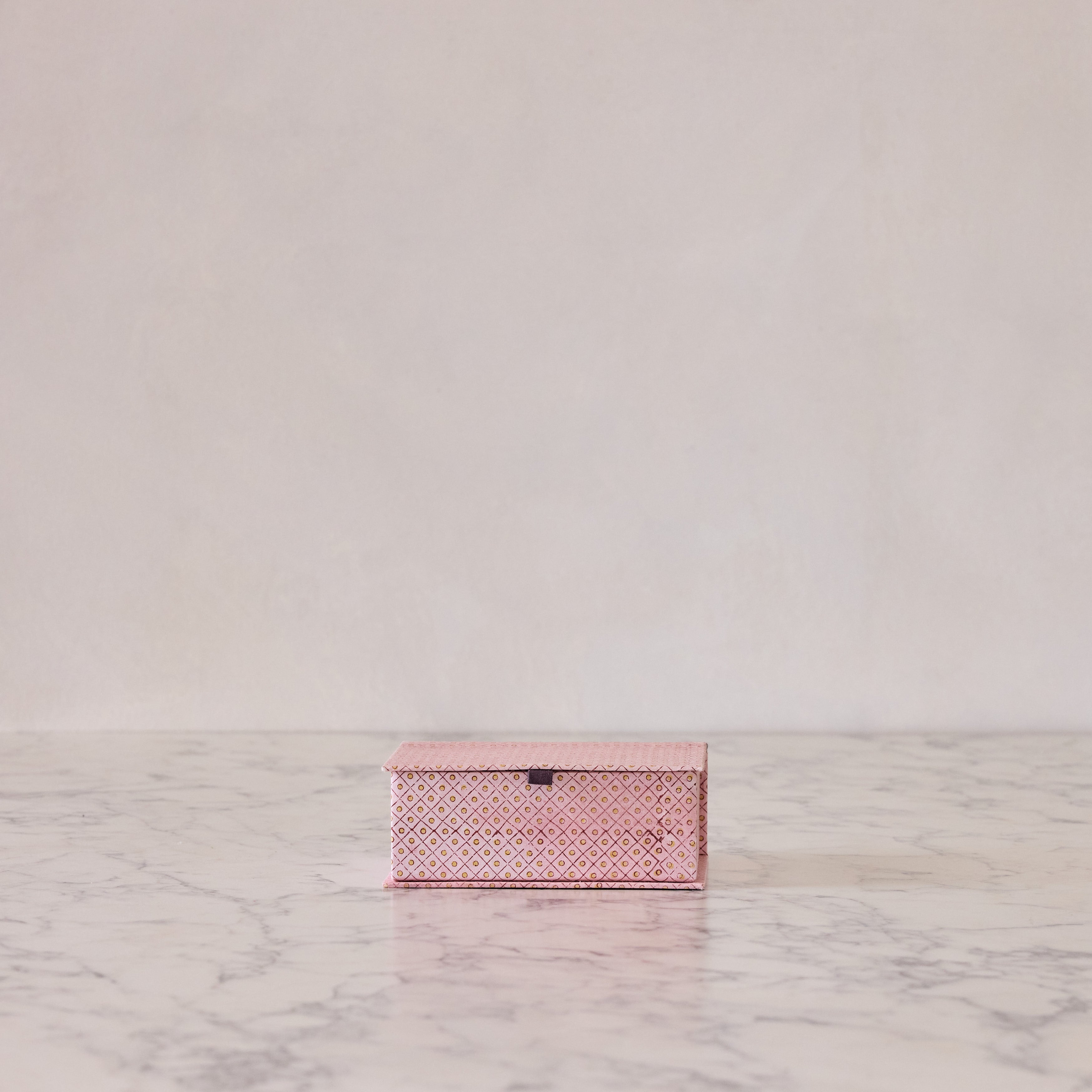 Block-Print Keepsake Box in Pink Trellis, Small