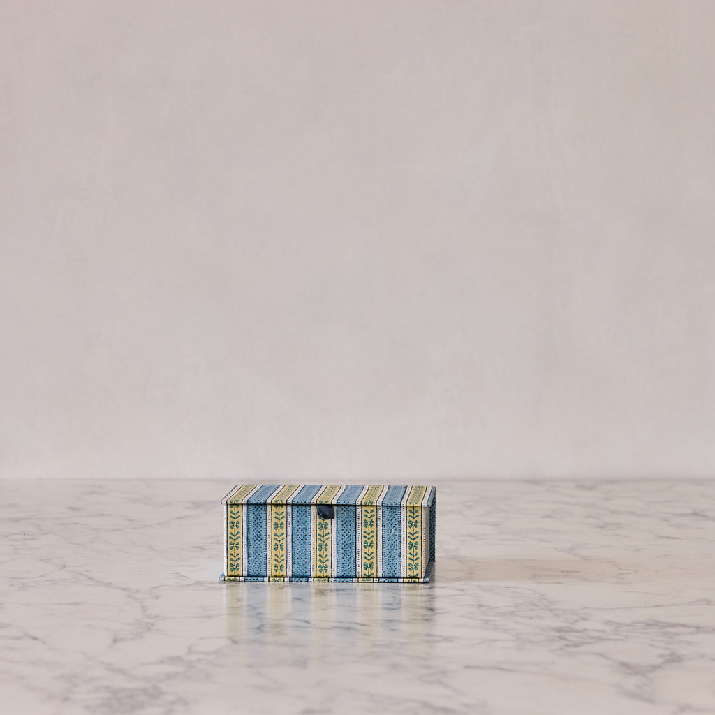 Block-Print Keepsake Box in Blue Floral, Small
