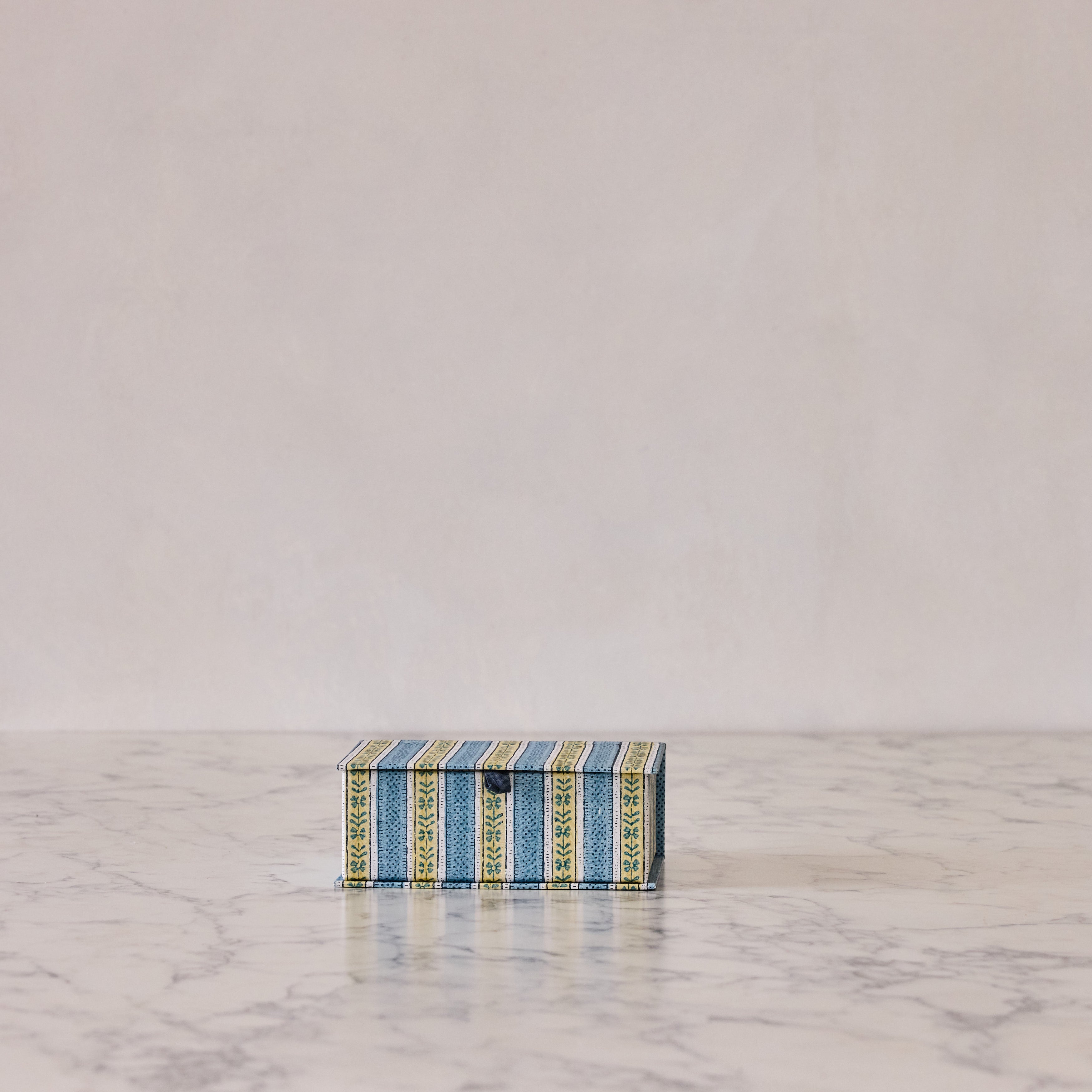 Block-Print Keepsake Box in Blue Floral, Small