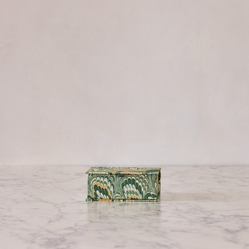 Marbled Keepsake Box in Peacock, Small