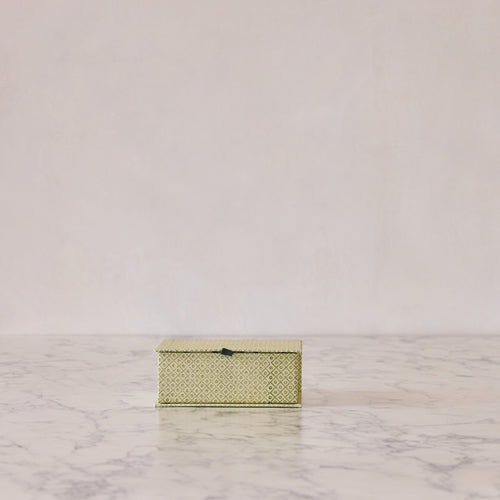 Block-Print Keepsake Box in Green Trellis, Small