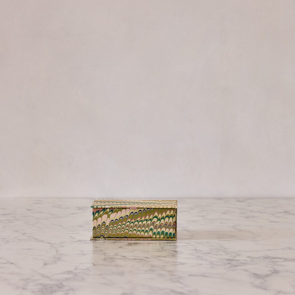 Block-Print Keepsake Box in Moss, Small