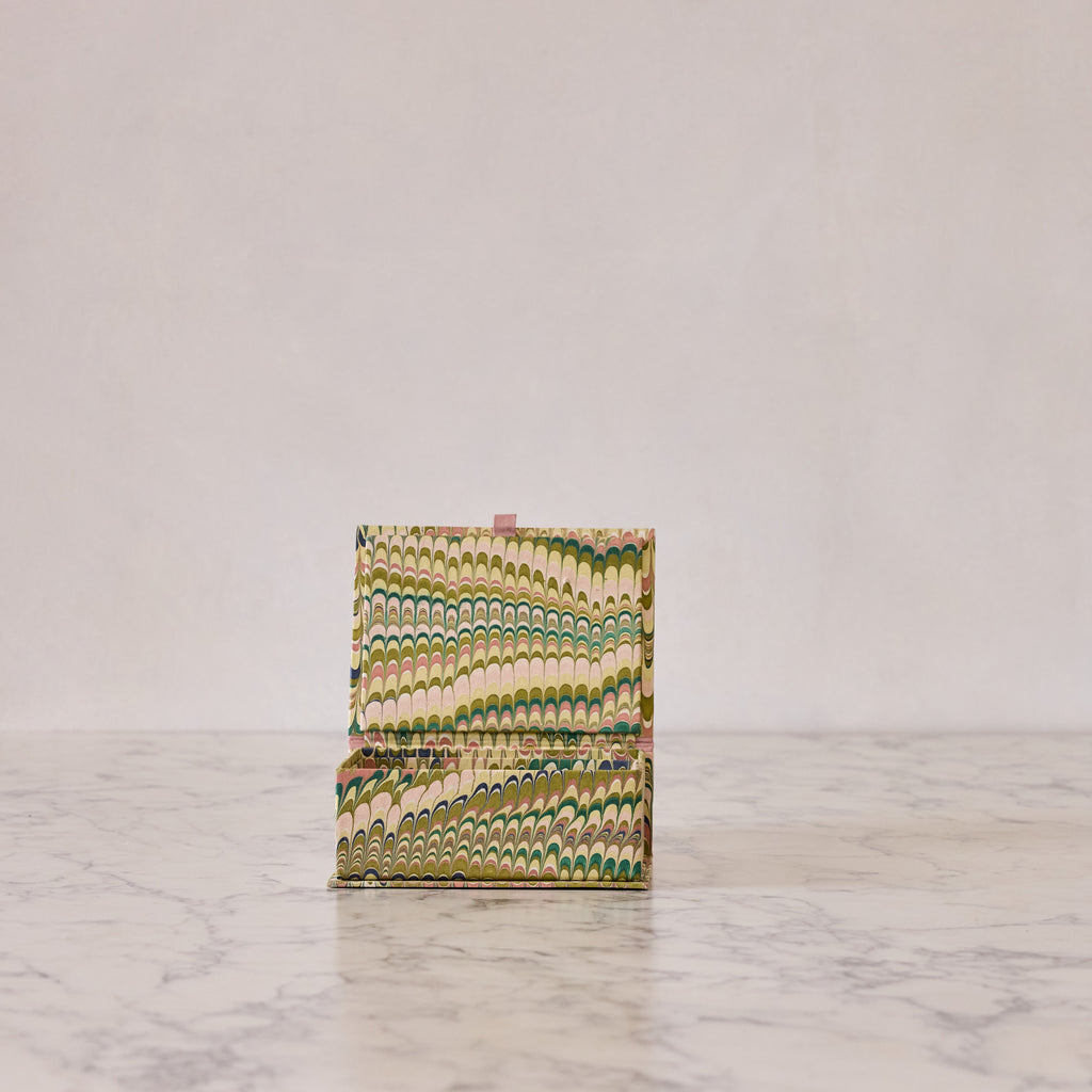 Block-Print Keepsake Box in Moss, Small