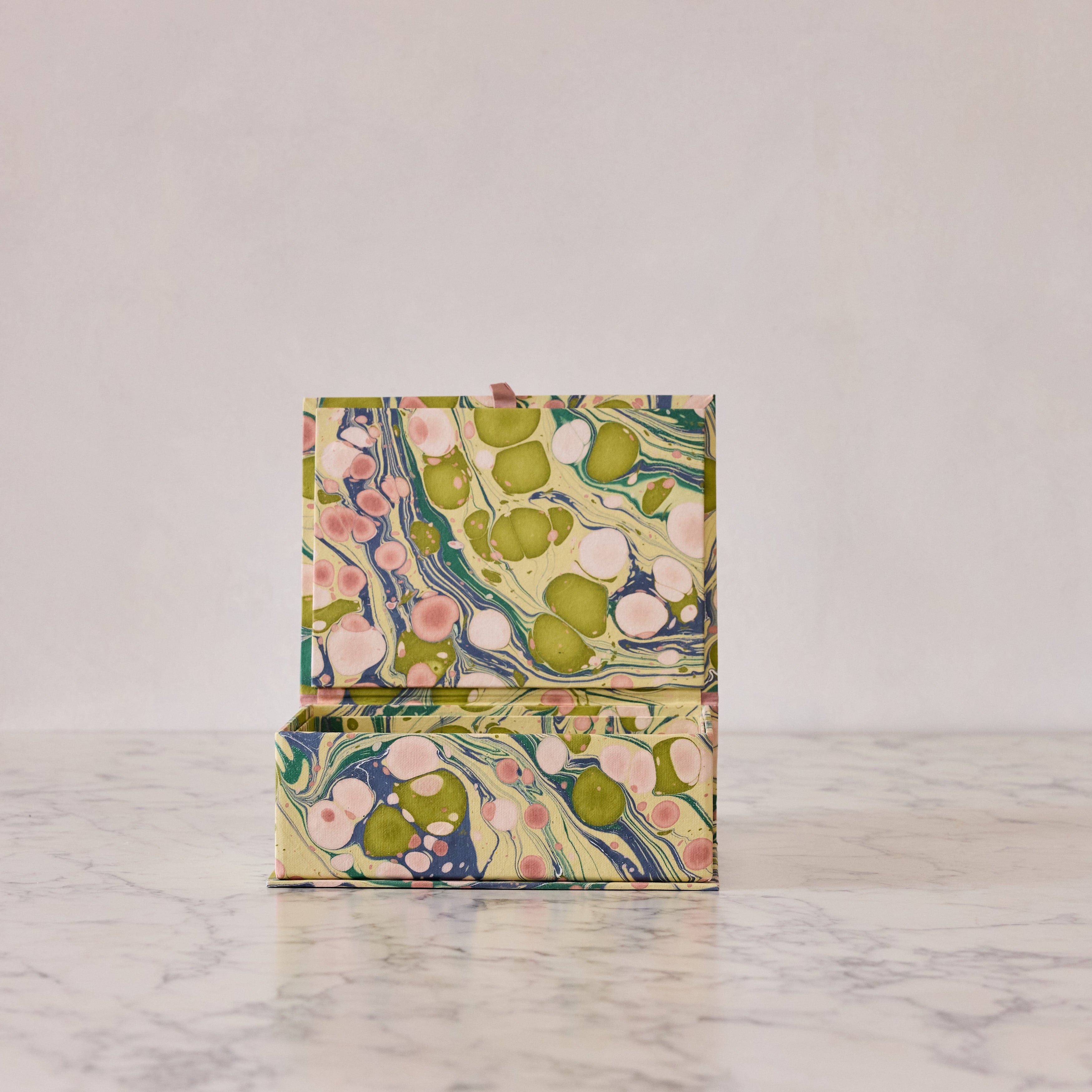 Block-Print Keepsake Box in Moss, Large