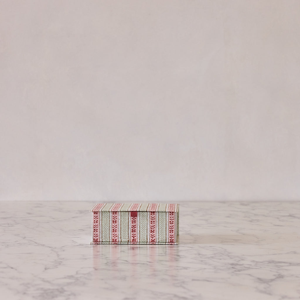Block-Print Keepsake Box in Mint Rose, Small