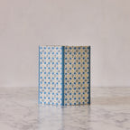 Block-Printed Hexagonal Collapsible Waste Basket, Spring Bloom Blue