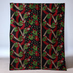 Vintage Indian Kantha Quilt, Black, Red, Green & Teal with Petal