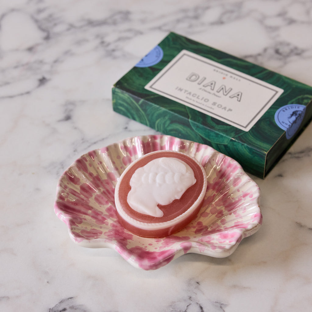 Pink on White Shell Dish and Soap Gift Set, Multiple Options