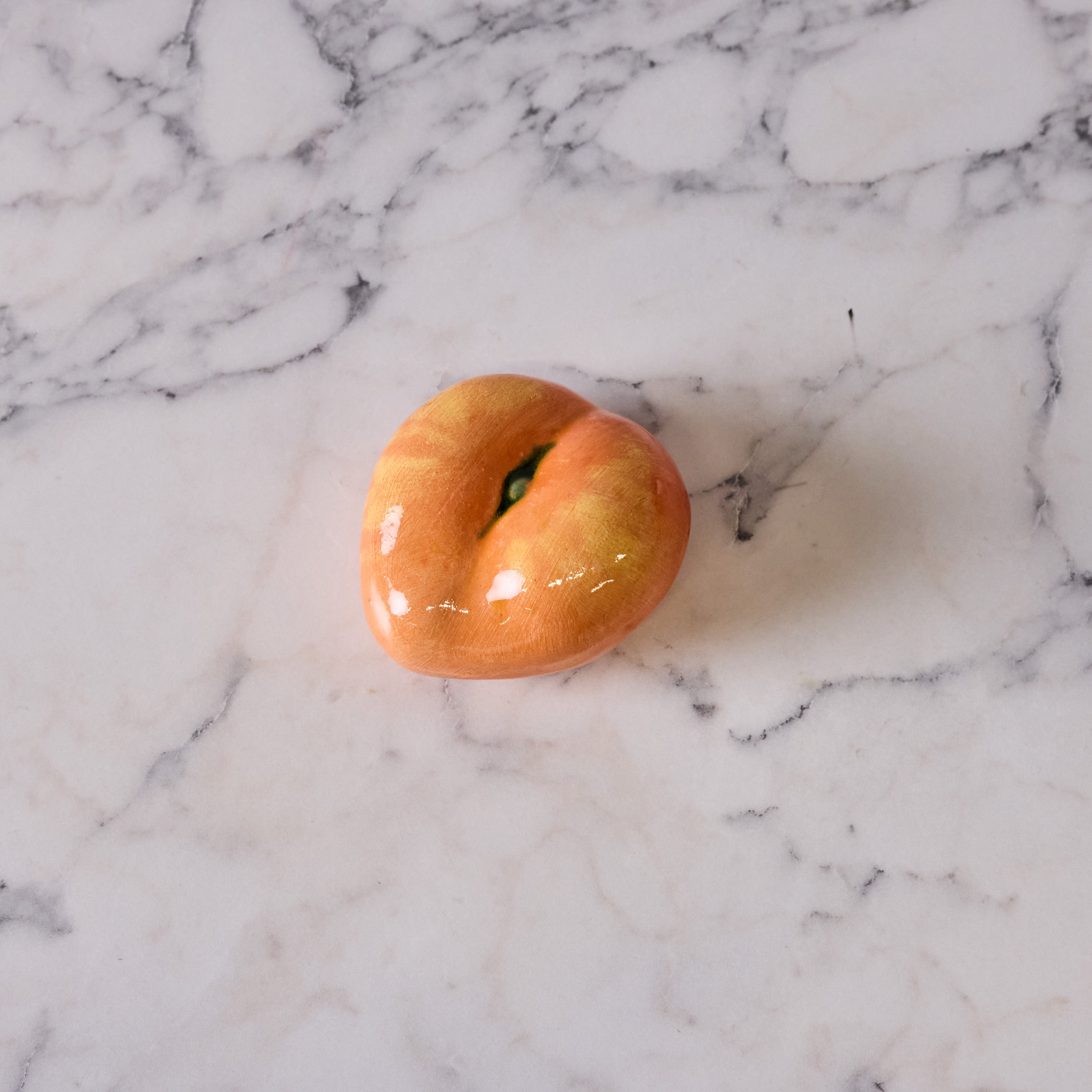 Hand Enameled Ceramic Peach