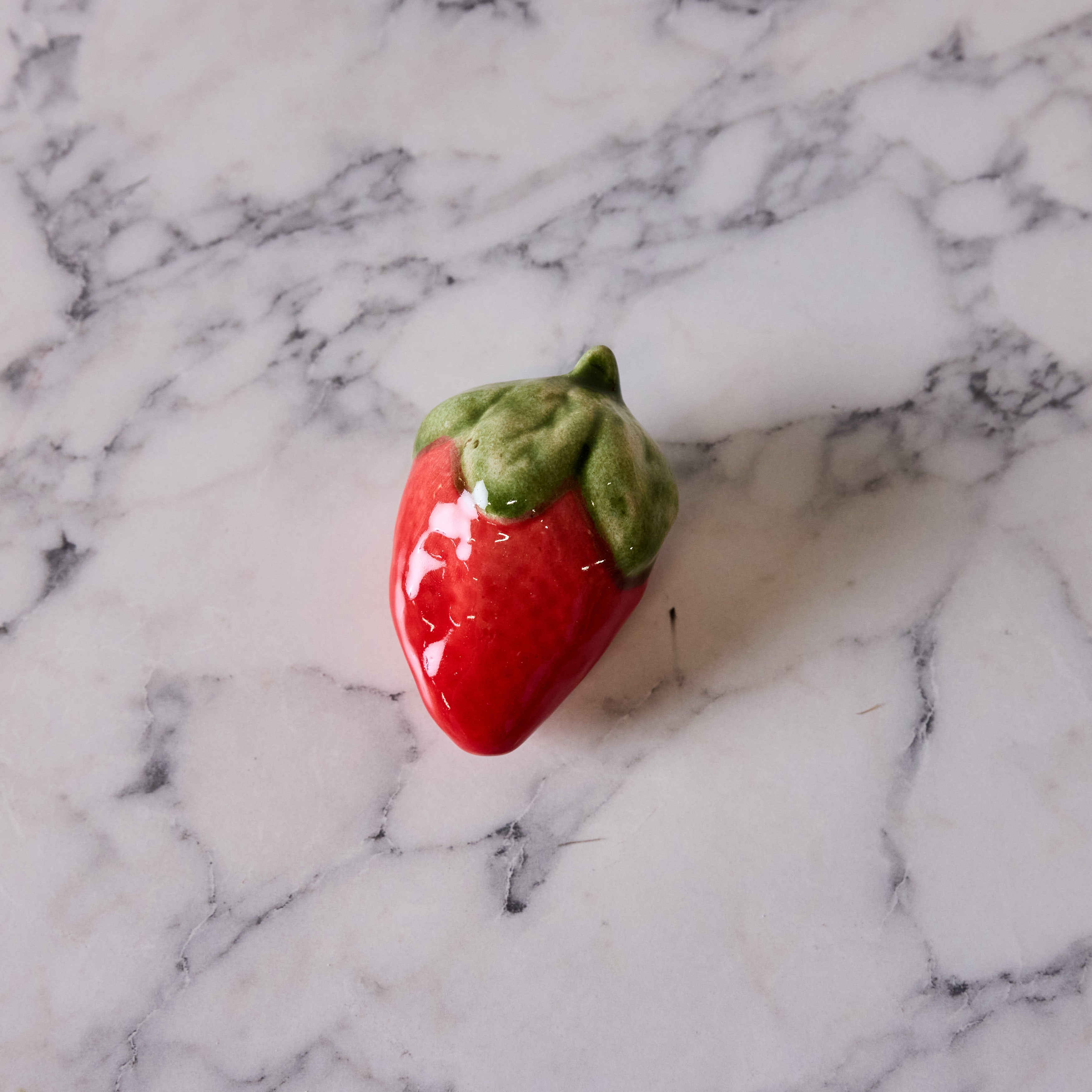 Hand Enameled Ceramic Strawberry, Large