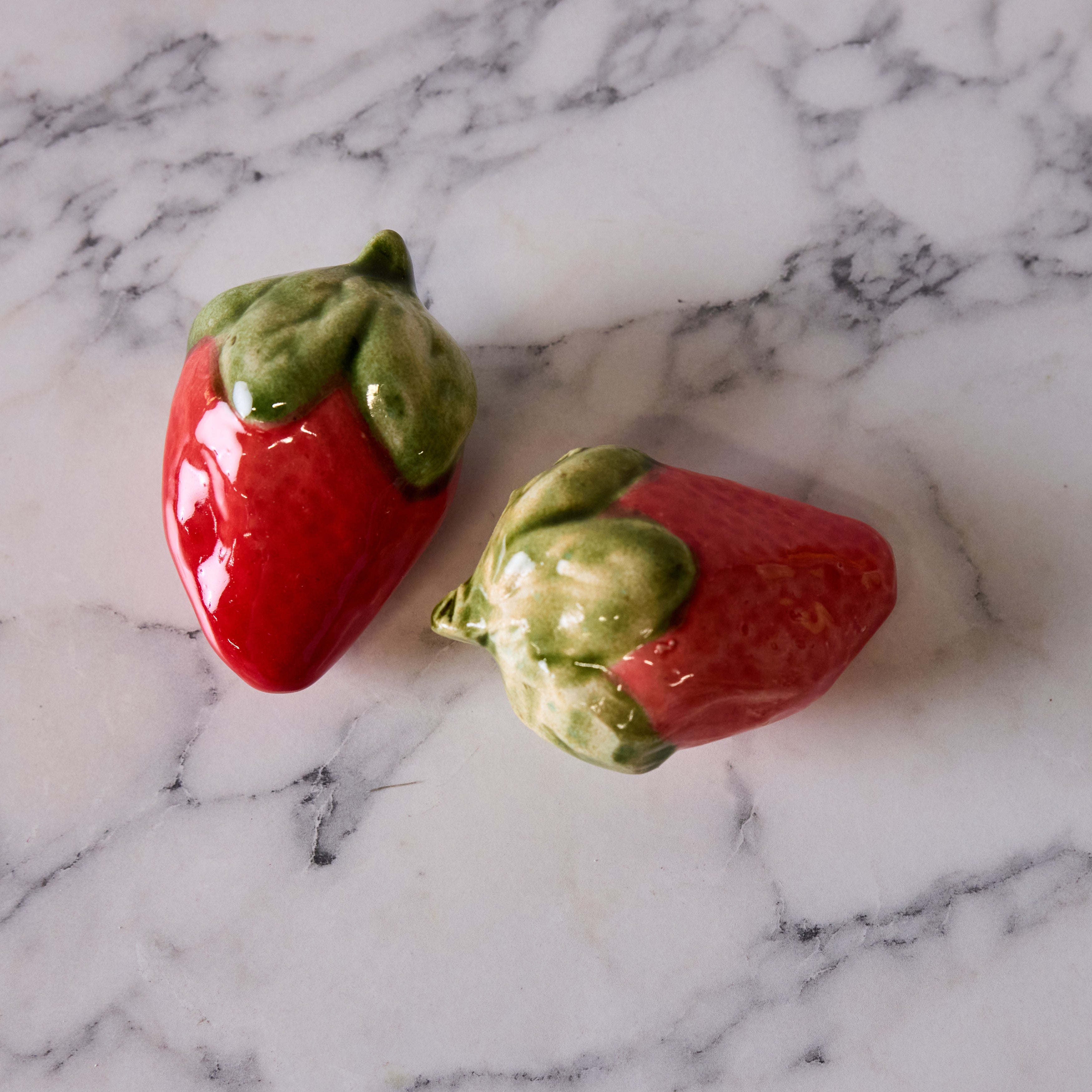 Hand Enameled Ceramic Strawberry, Large