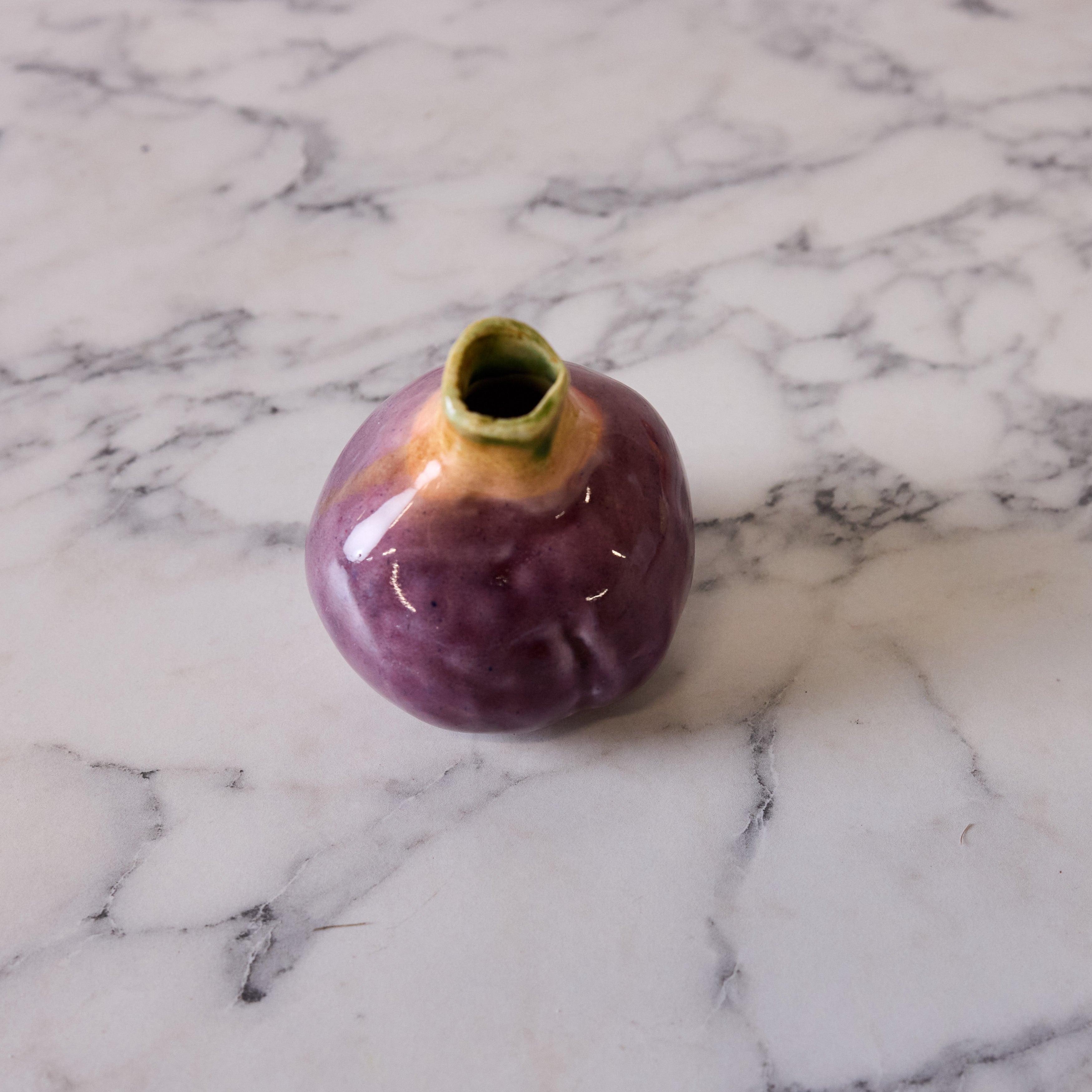 Hand Enameled Ceramic Fig, Medium