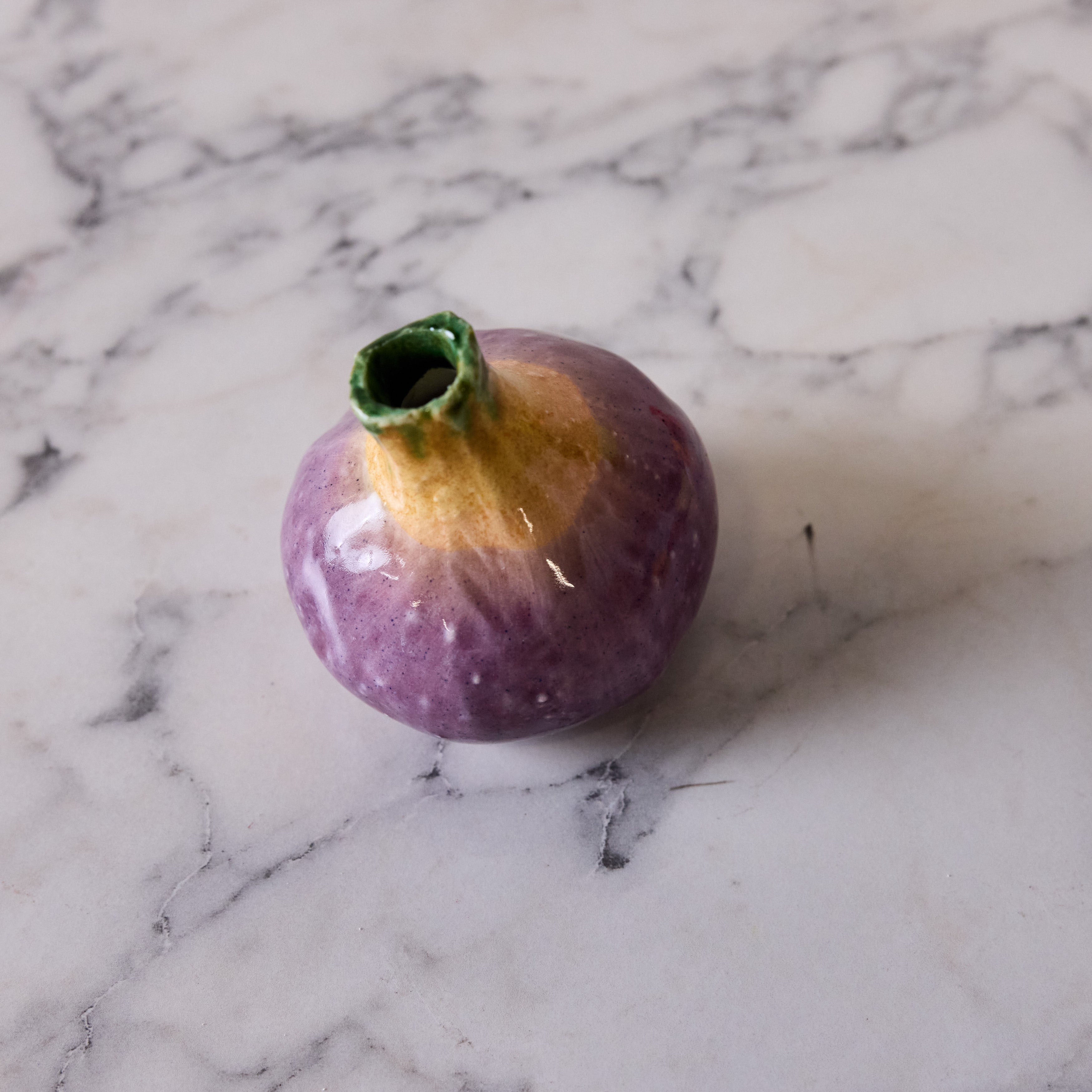 Hand Enameled Ceramic Fig, Medium