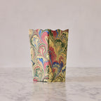 Marbled Scalloped Collapsible Waste Basket, Multicolor