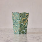Marbled Scalloped Collapsible Waste Basket, Green Peacock
