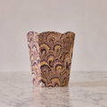 Marbled Scalloped Collapsible Waste Basket, Burgundy Peacock