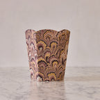Marbled Scalloped Collapsible Waste Basket, Burgundy Peacock