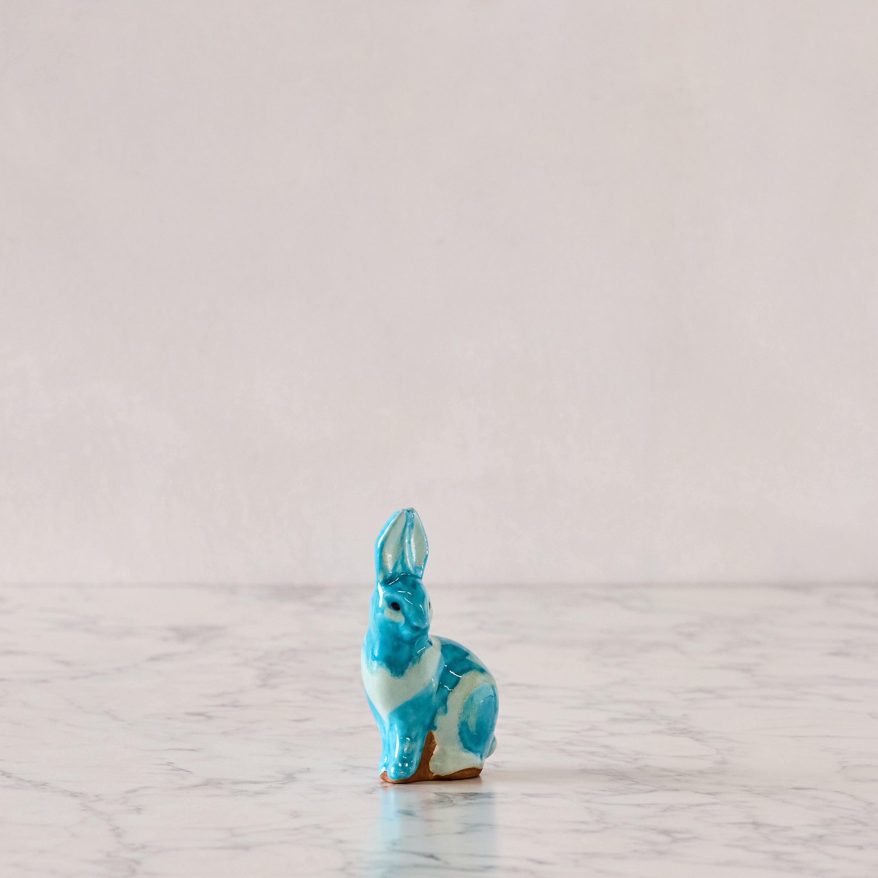 Small Sitting Bunny, Turquoise & Tallow