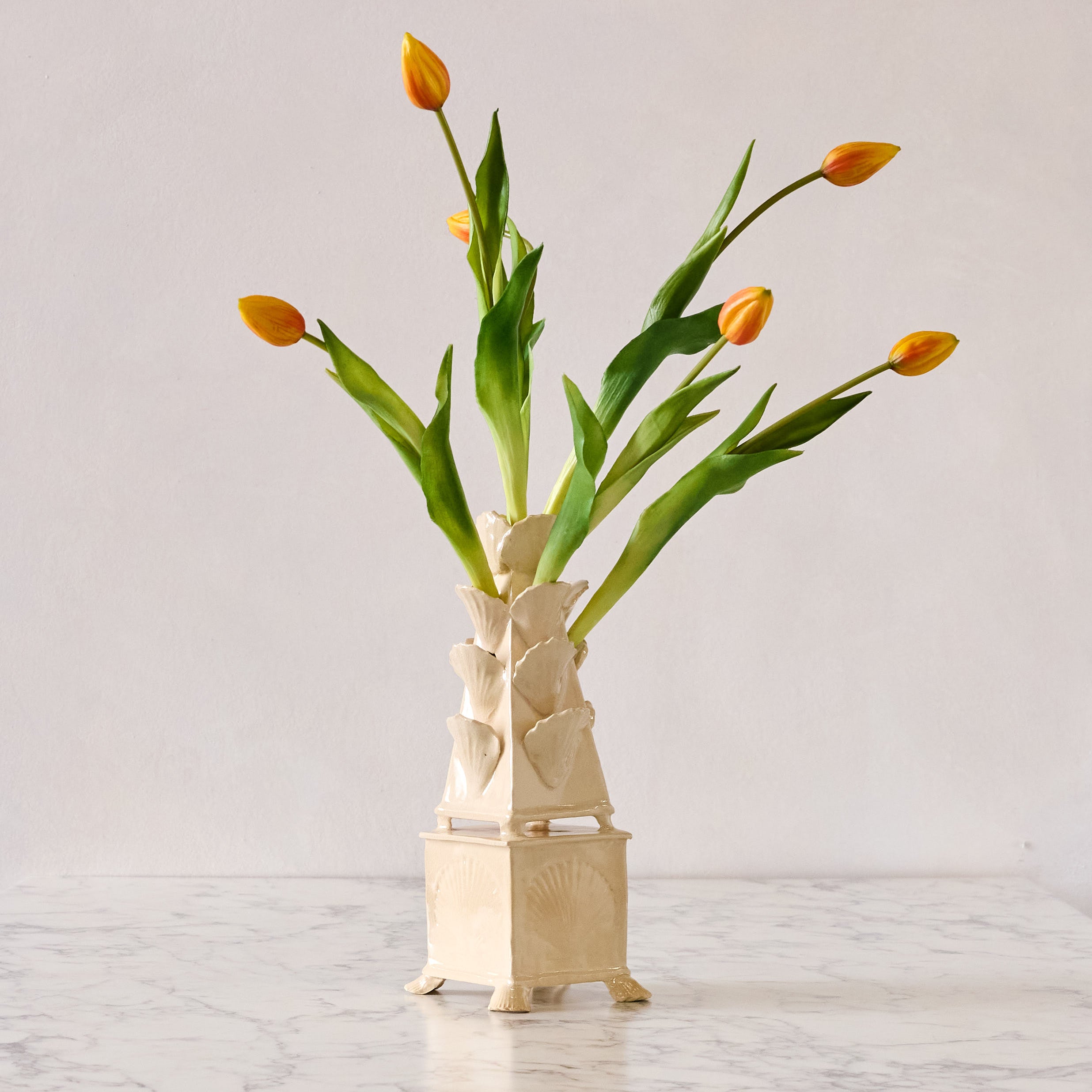 Hand Sculpted Shell Tulipiere