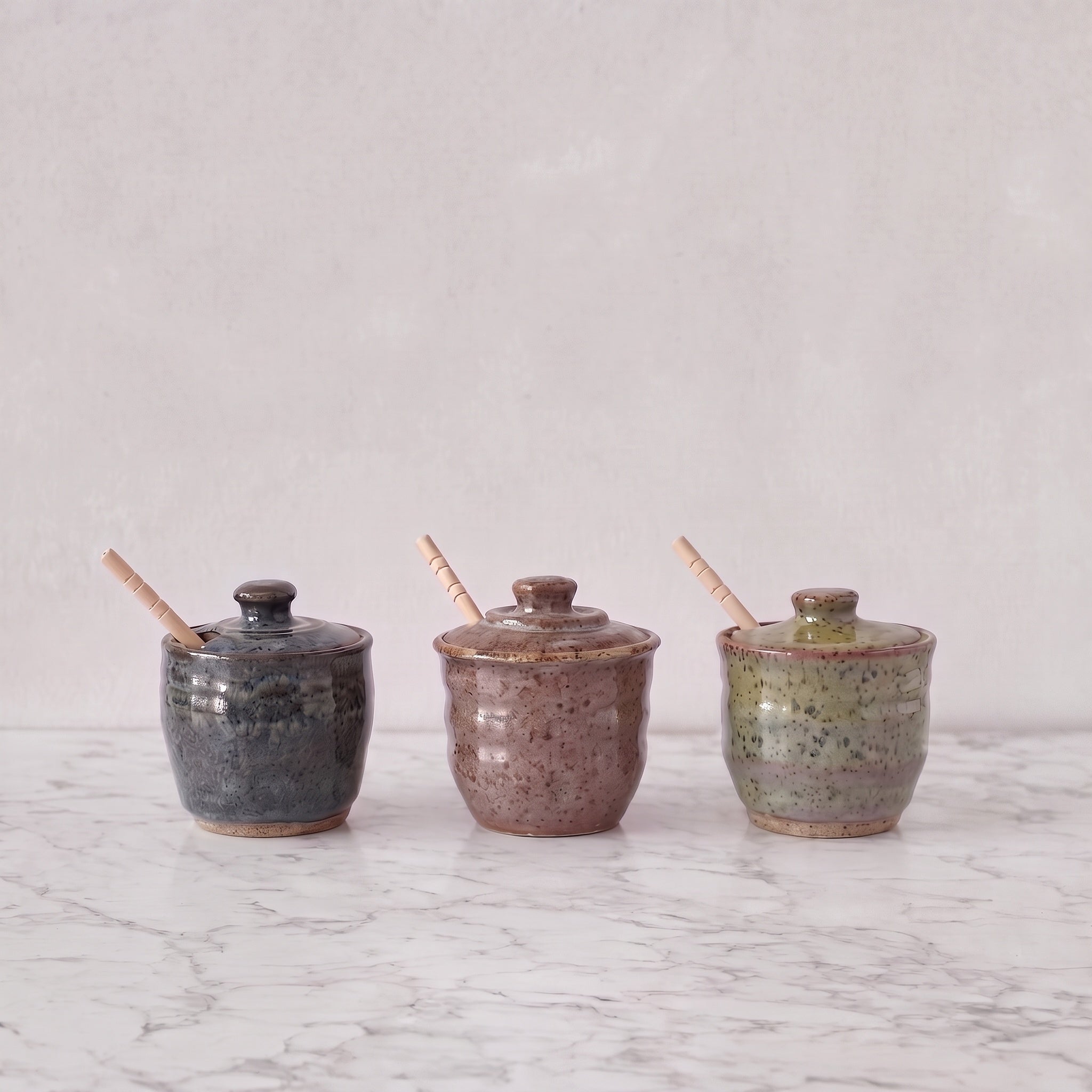Ceramic Honey Jars, Multiple Colors