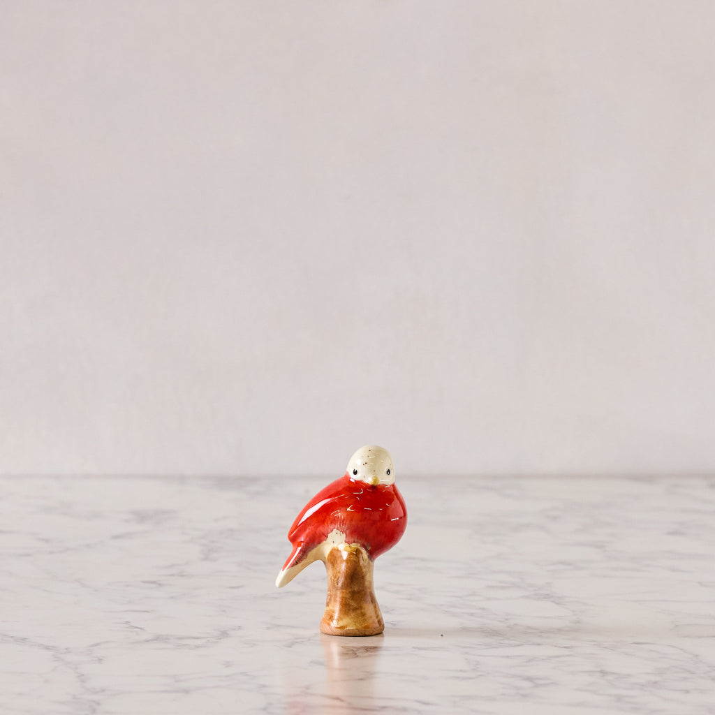 Songbird on Branch, Red & White