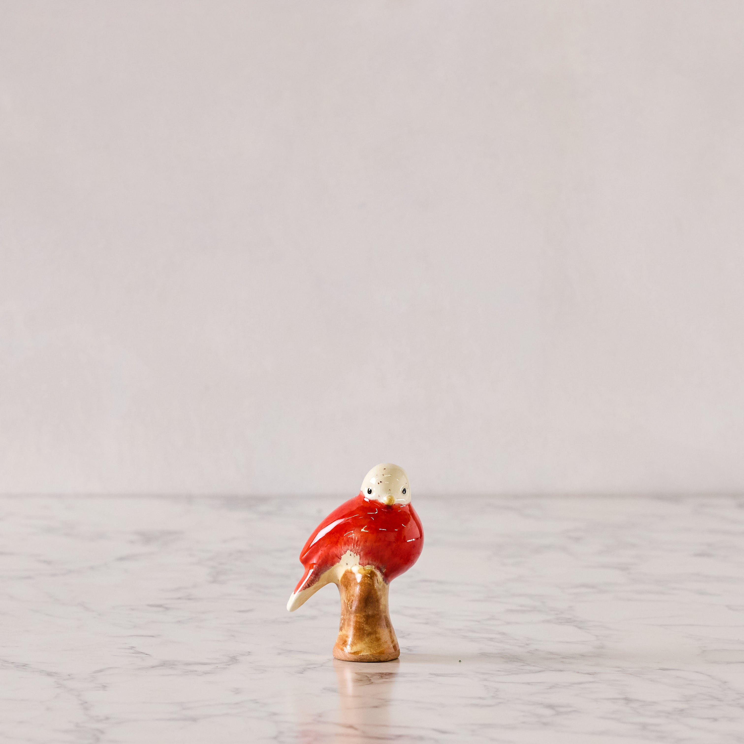 Songbird on Branch, Red & White