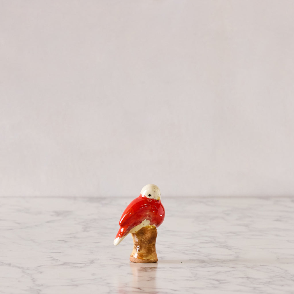 Songbird on Branch, Red & White