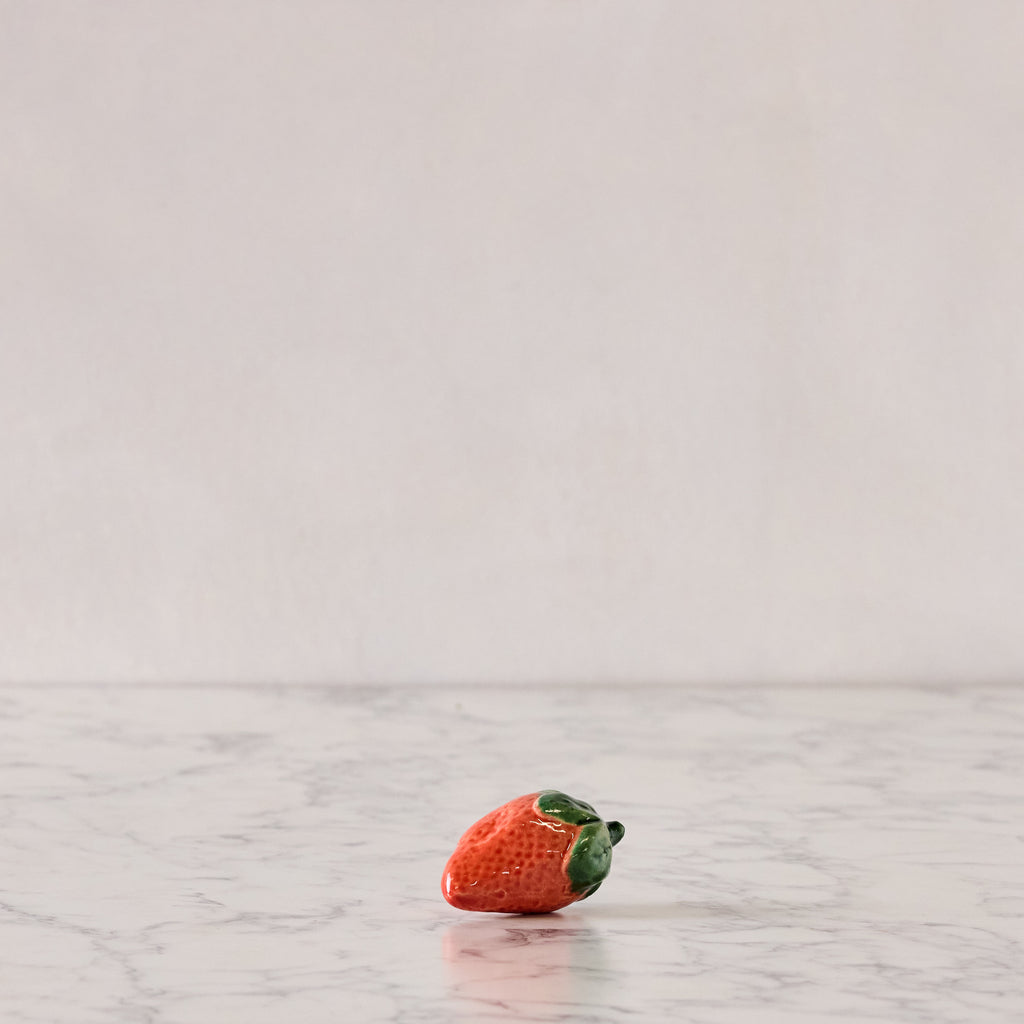 Hand Enameled Ceramic Strawberry, Large