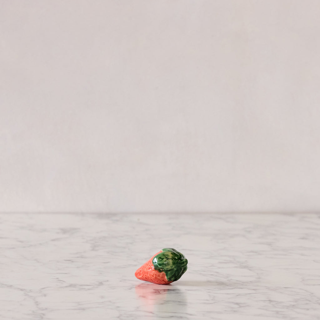 Hand Enameled Ceramic Strawberry, Large