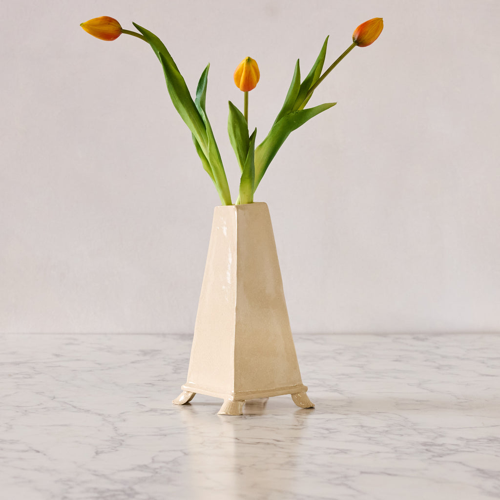 Extra Large Crackle Glazed Obelisk Vase
