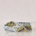 Marbled Scalloped Tray Set, Dusty Blue & Yellow