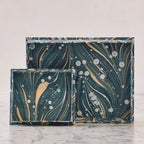 Marbled Scalloped Tray Set, Blue Fire