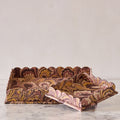 Marbled Scalloped Tray Set, Burgundy & Gold