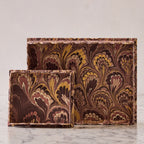 Marbled Scalloped Tray Set, Burgundy & Gold