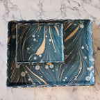 Marbled Scalloped Tray Set, Blue Fire