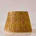 16" Lamp Shade in Hand-Blocked Silk, Ochre with Vines