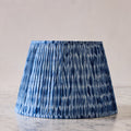 16" Lamp Shade in Hand-Blocked Silk, Indigo Moire