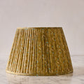 16" Lamp Shade in Hand-Blocked Silk, Khaki & Peacock