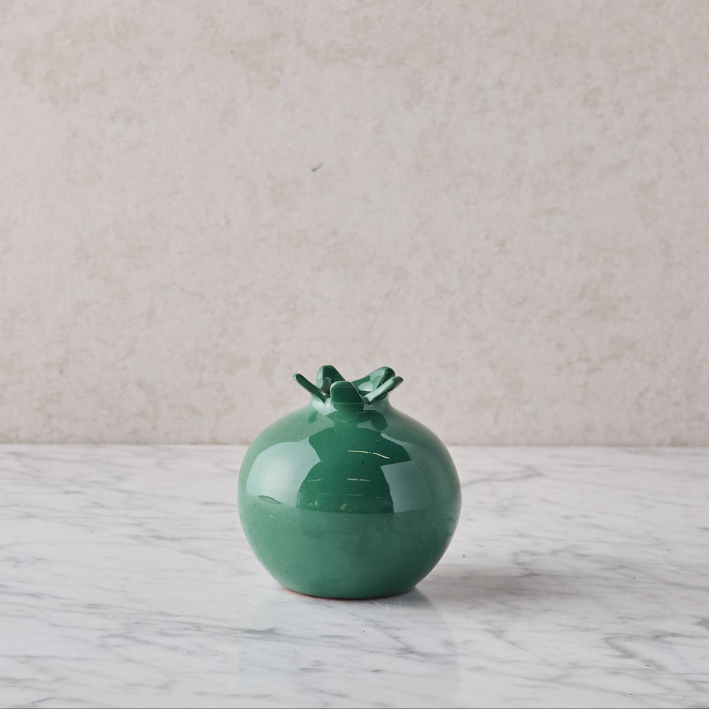 Glazed Terracotta Pomegranate, Large Green