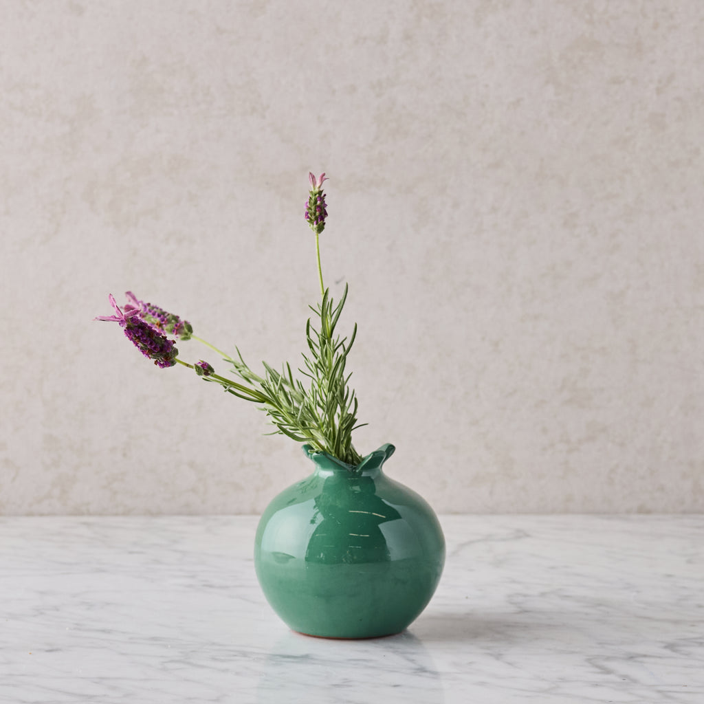 Glazed Terracotta Pomegranate, Large Green