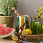 16" Round Rattan Tray with Glass Insert