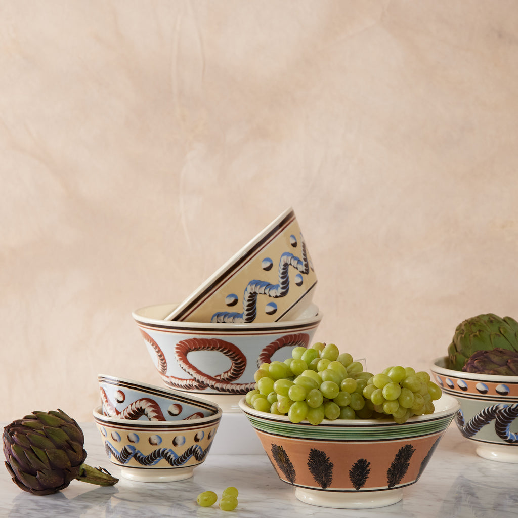 Large Mochaware Bowl, Seaweed Persimmon