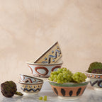 Large Mochaware Bowl, Seaweed Persimmon