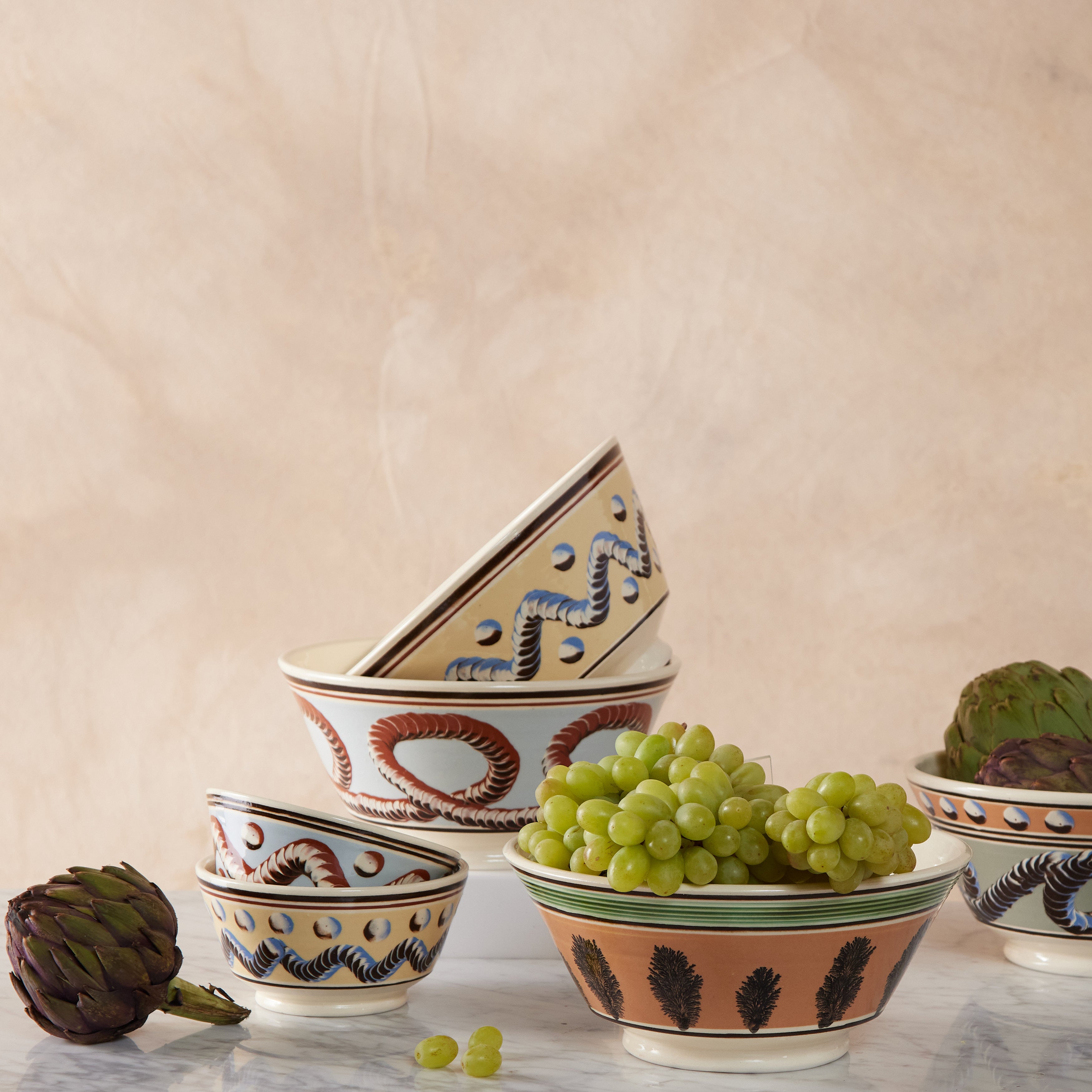 Large Mochaware Bowl, Seaweed Persimmon