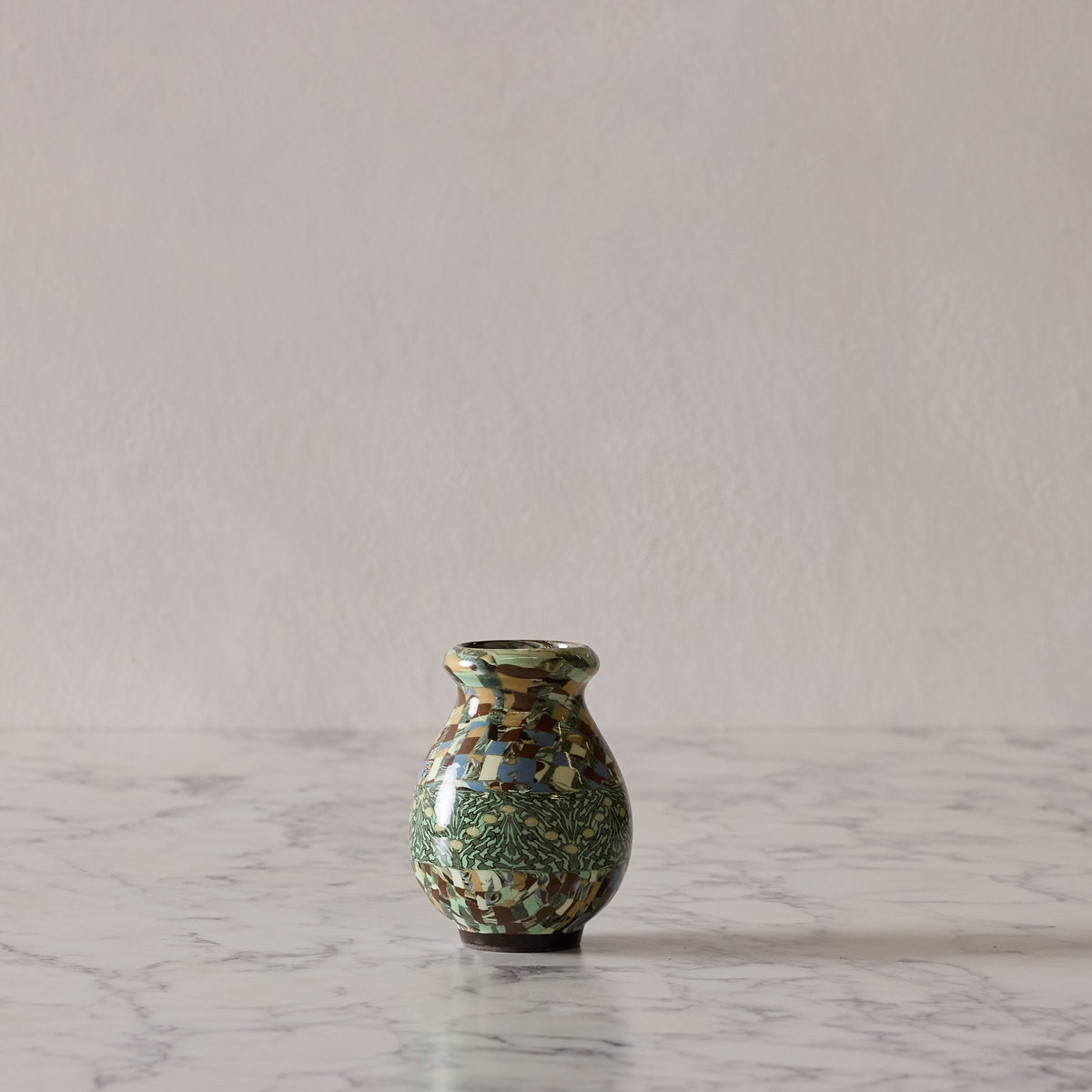 Jean Gerbino Mosaic Vase, Green Stripe