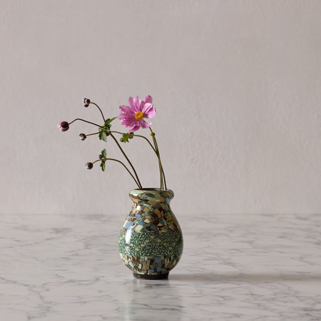 Jean Gerbino Mosaic Vase, Green Stripe